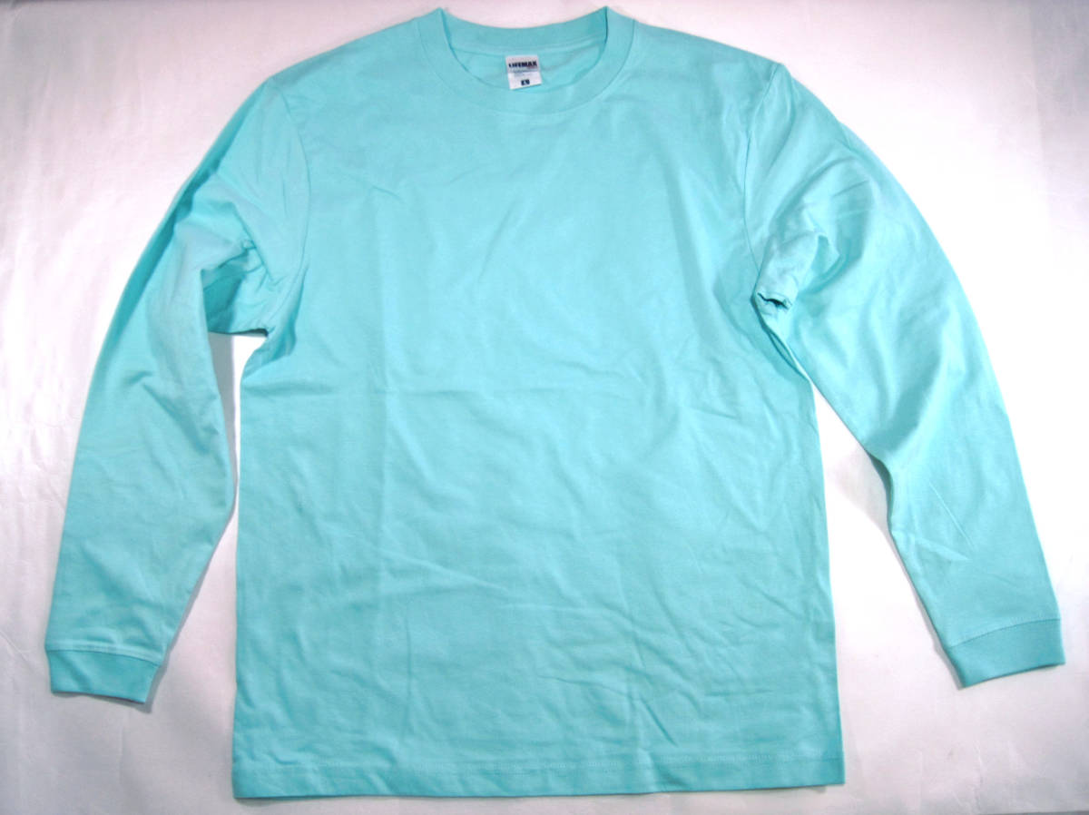 新品　LIFE MAX 6.2オンス ヘビーウェイト ロングスリーブTシャツ　Sサイズ　青　水色　丸首 長袖 パステルカラー シャツ_画像1