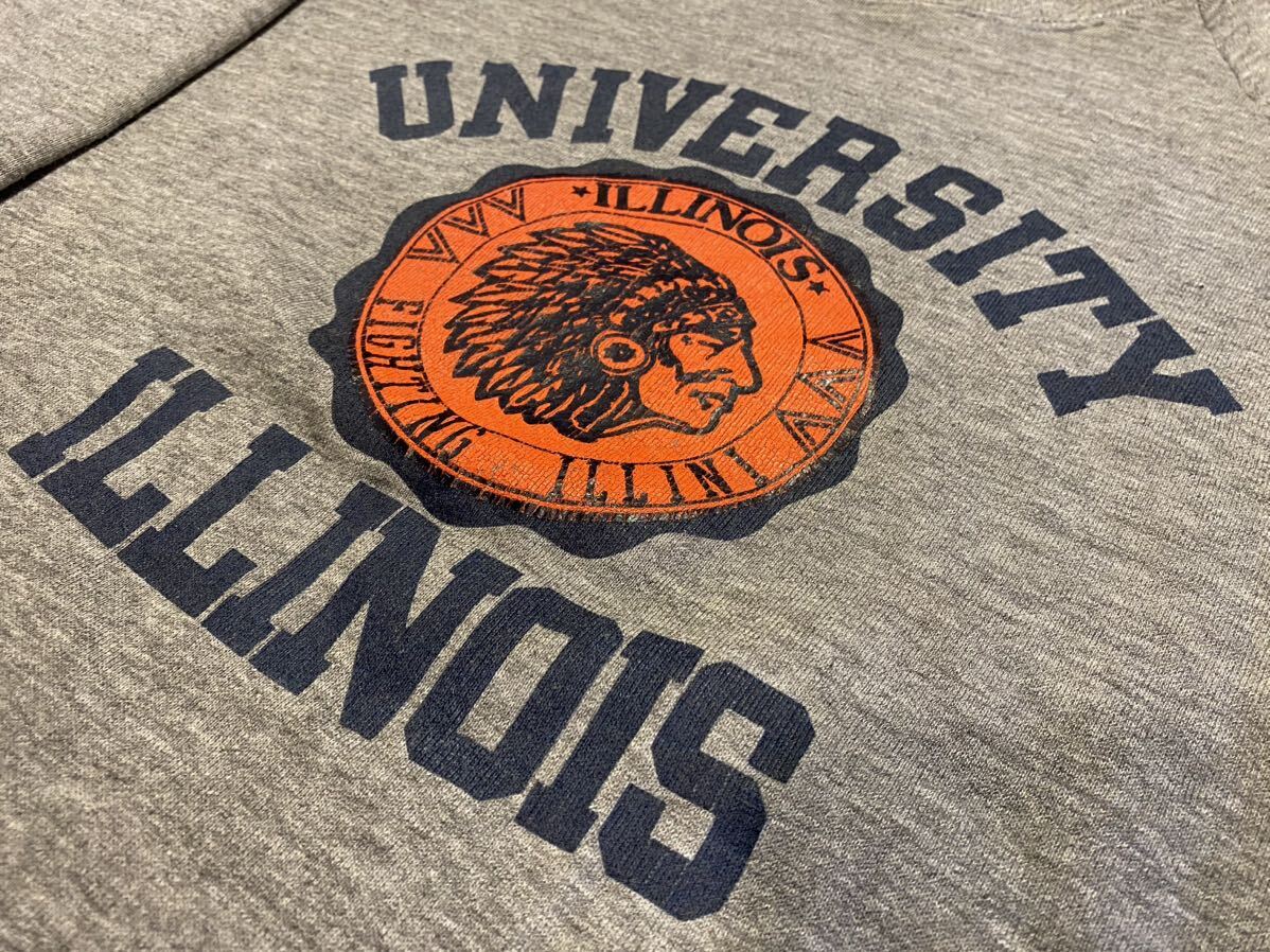 希少 70s-80s USA製 ビンテージ Illinois UNIVERSITY ラグラン スウェット XL 古着 インディアン sportswear カレッジ アメカジ アメリカ_画像3