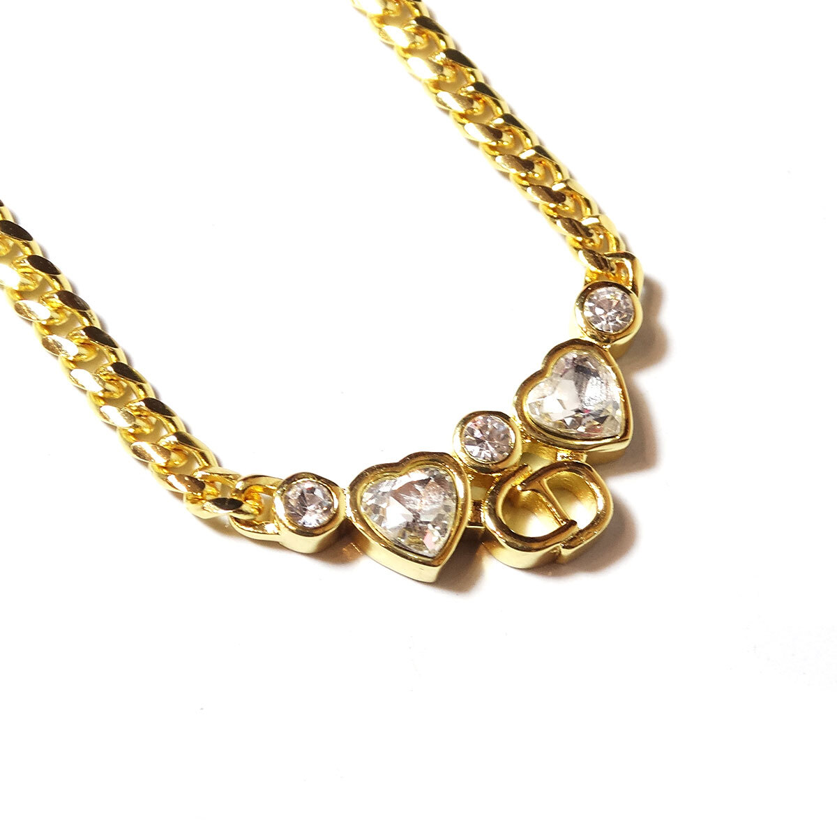Christian Dior Vintage Necklace ディオール クリスチャンディオール ヴィンテージ ハート ゴールド ネックレス ラインストーン