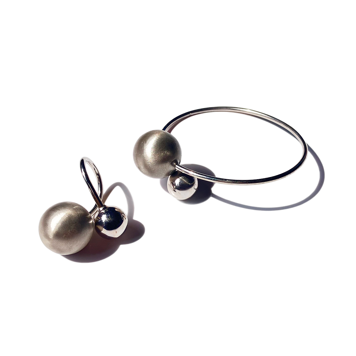 UNOAERRE ITALY Silver 925 Double Ball Bangle × Ring Set　ウノアエレ　シルバーバングル　リング_画像4