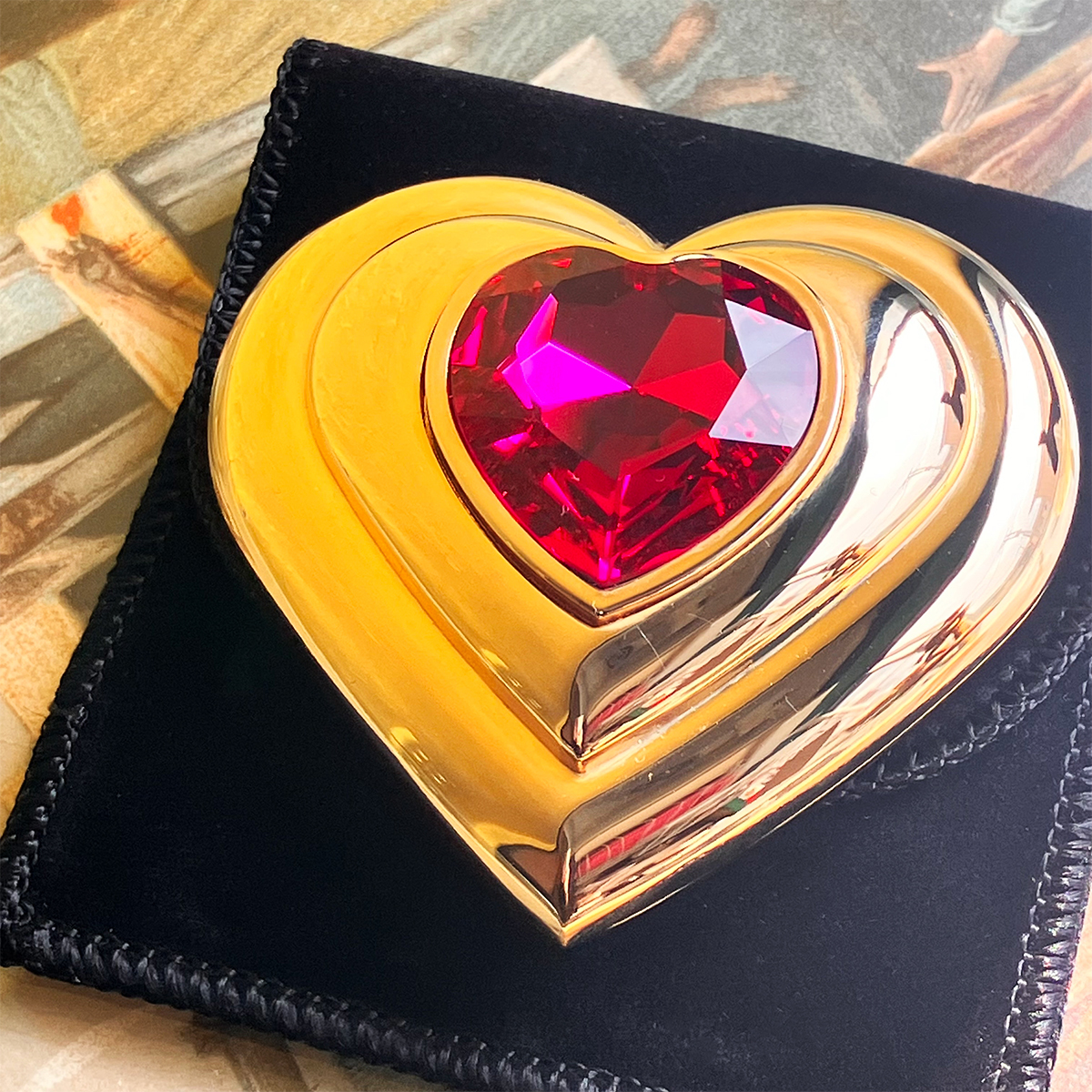 YVES SAINT LAURENT Vintage Compact コンパクトケース YSL イヴサンローラン コンパクトミラー 鏡 手鏡 パウダーケース ヴィンテージの画像2