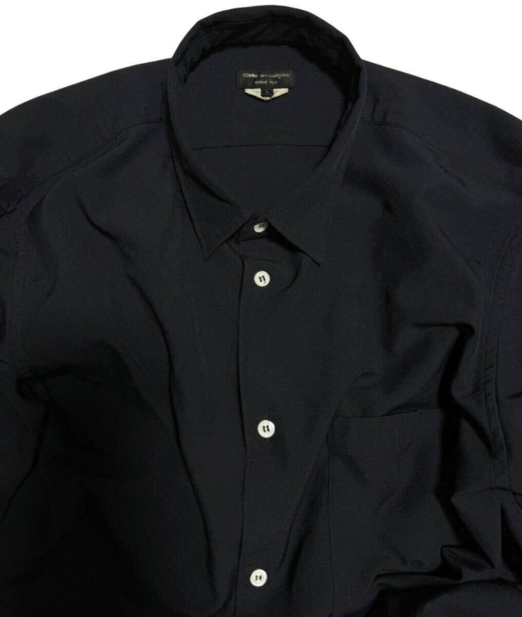 厚手タイプ Lサイズ 山口一郎 ポリエステル縮絨 シャツ コムデギャルソンオムプリュス HOMME PLUS 19SS Garment Boiled Polyester Shirtの画像7
