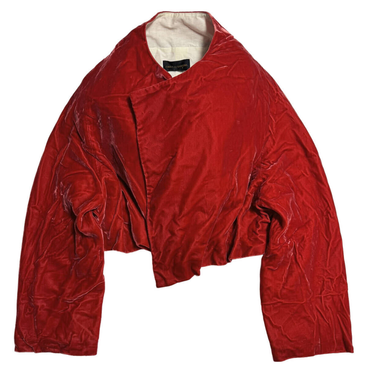 96AW ベルベット ボレロ ラップ ジャケット 赤 レッド COMME des GARCONS 1996AW AD1996 Velvet Bolero Wrap Jacket Red 薔薇と血 15SS_画像、説明文の転載・加工、編集利用禁止。