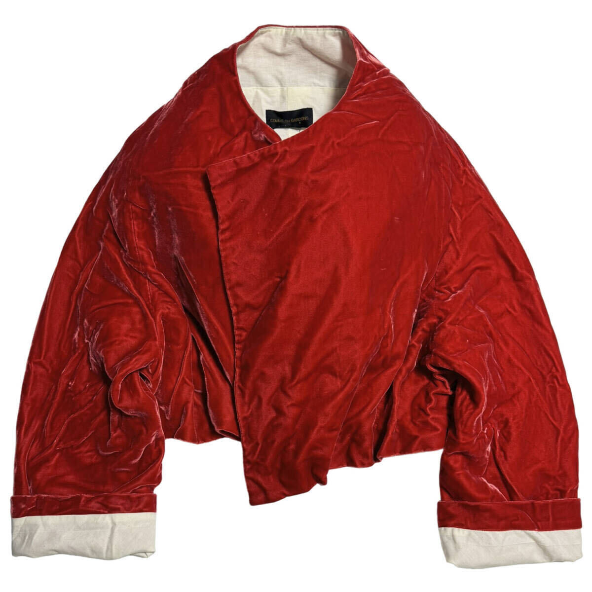 96AW ベルベット ボレロ ラップ ジャケット 赤 レッド COMME des GARCONS 1996AW AD1996 Velvet Bolero Wrap Jacket Red 薔薇と血 15SS_画像、説明文の転載・加工、編集利用禁止。