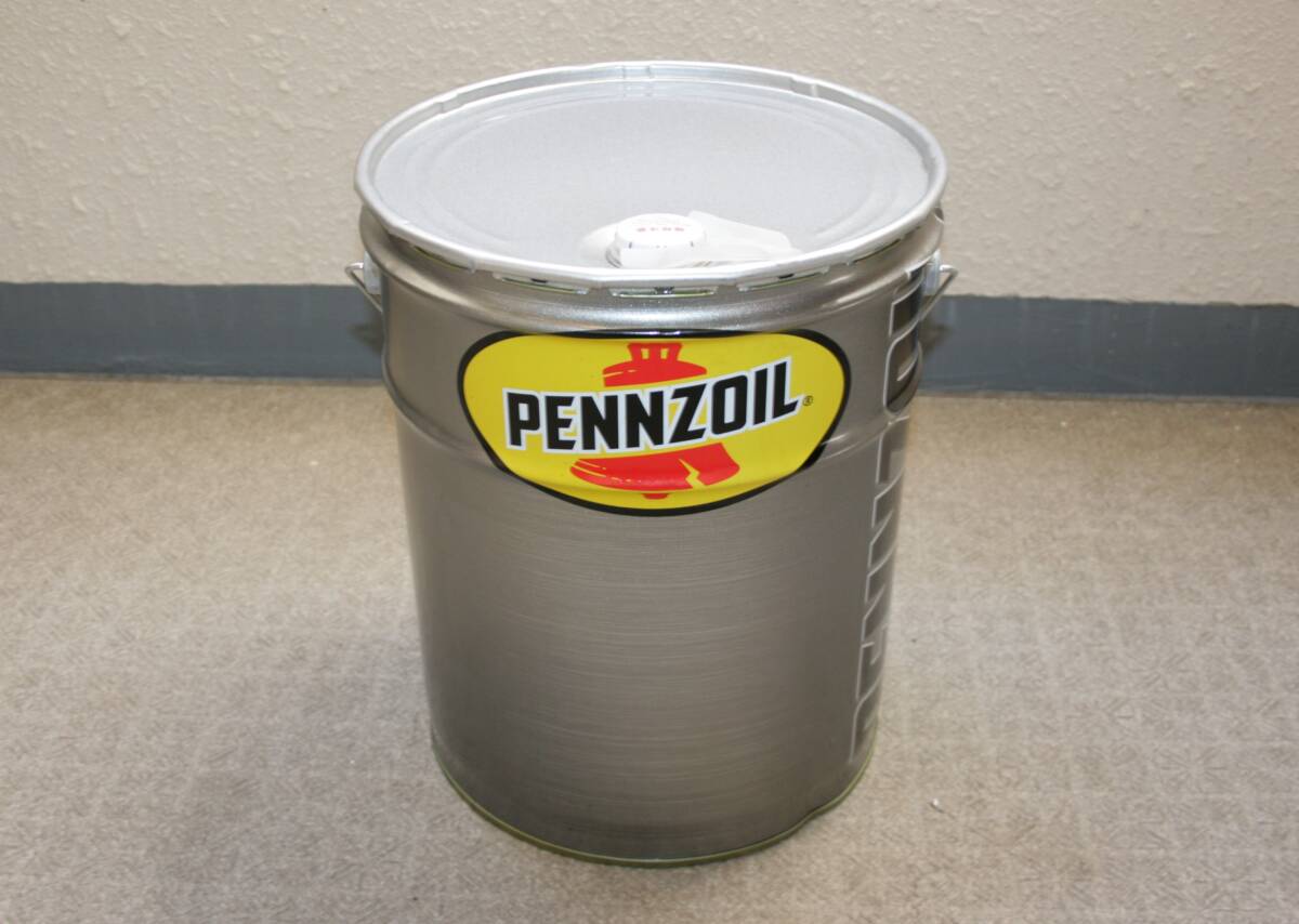 空ペール缶ペンズオイルプラチナム　PENNZOIL　使用済みペール缶　椅子インテリアなどに 空きオイル缶　２０L缶　ペンゾイル 