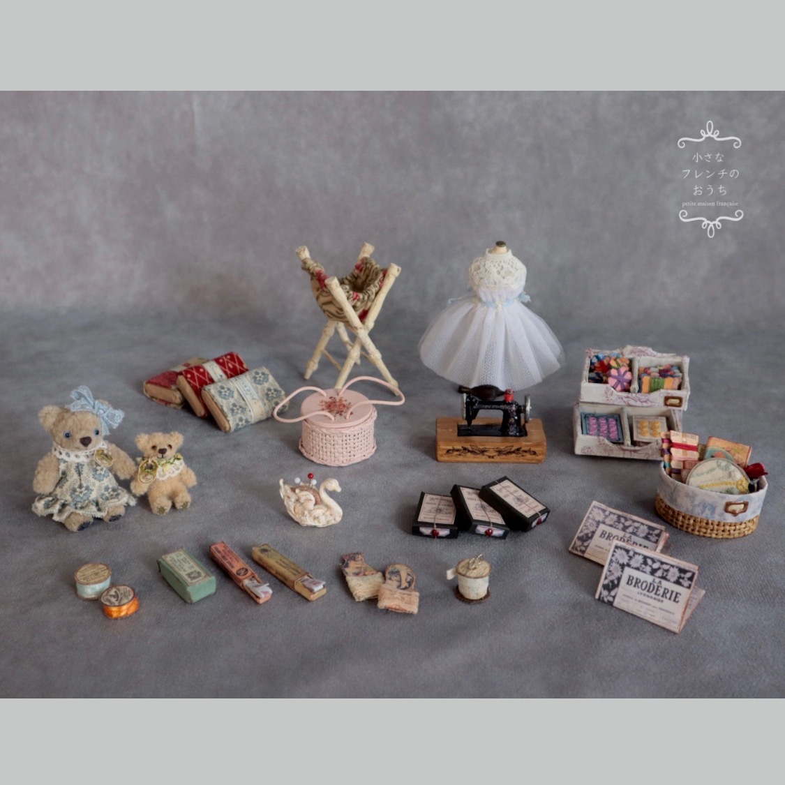 ドールハウスソーイングショップ◇*teddy bear&sewing shop set*ミニチュア blytheの画像4