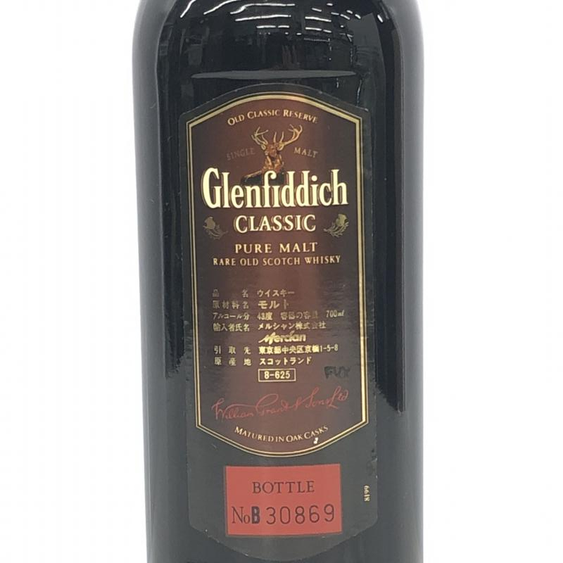 【中古】【未開栓】Glenfiddich グレンフィディック CLASSIC ウイスキー 700ml 43％ 装飾はがれ　総重量1229ｇ[240019445498]_画像6