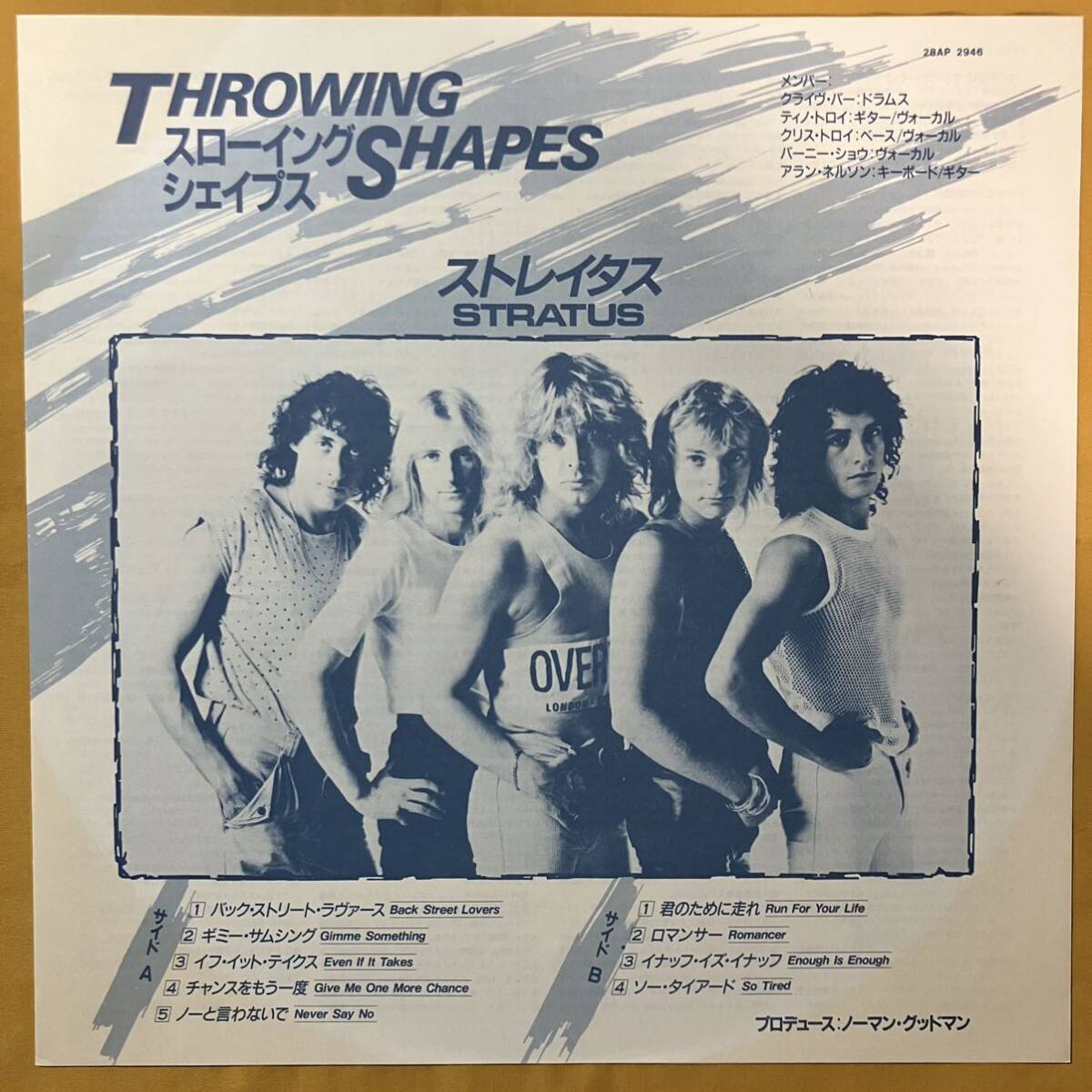 美盤 ストレイタス Stratus / スローイング・シェイプス Throwing Shapes 28AP2946 LP レコード アナログ盤_画像3