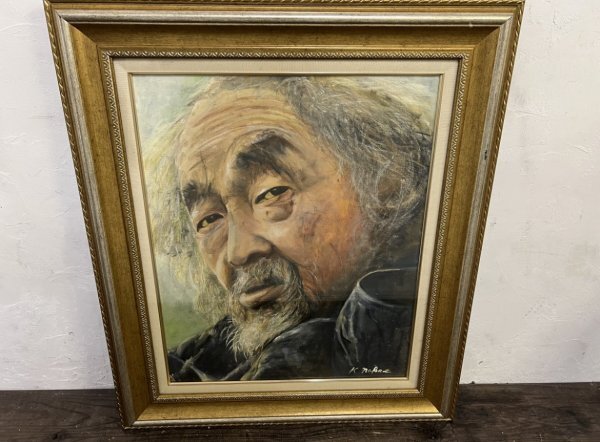  genuine work!K.nakae middle . peace .[. person ] F15 oil painting with autograph . size approximately 53×66cm oil painting . portrait painting picture 