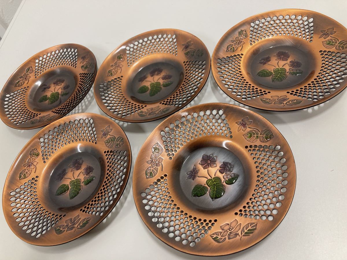 純銅製 純銅 ソーサー コースター 食器 洋食器 花柄 _画像3