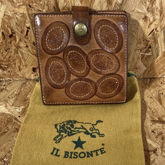 IL BISONTE 40周年 限定 レザー 二つ折り 財布 巾着袋 40th_画像1