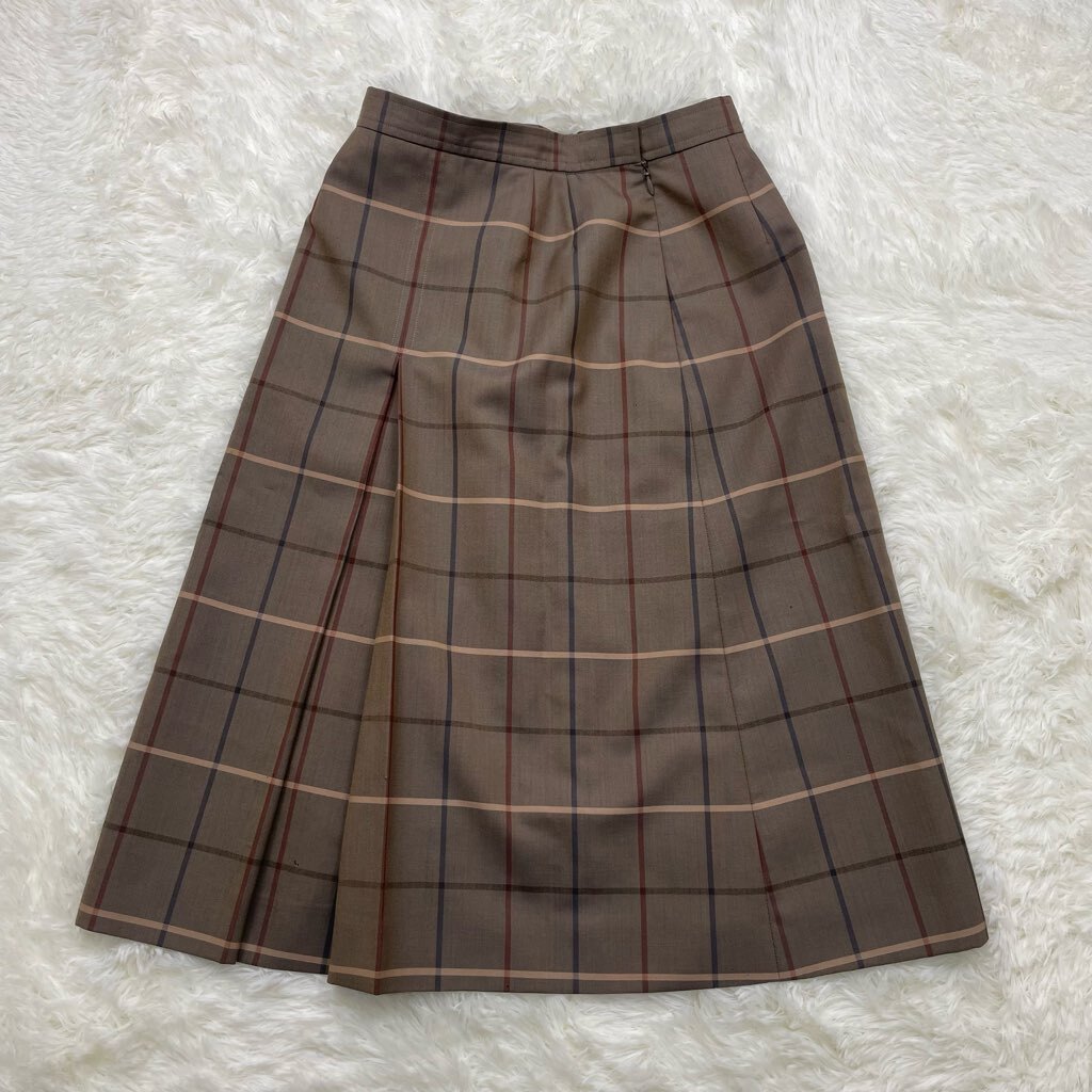 1円～　A-3　BURBERRY　バーバリー　スカート　ウール　ブラウン　ノバチェック　9AB2　ヴィンテージ　90s　スカート　プリーツ_画像1