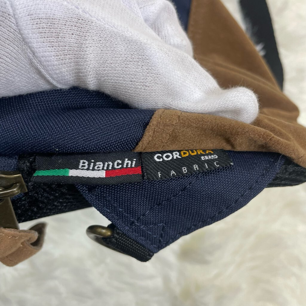 １円～ A-2 Bianchi ビアンキ ウェストバッグ ショルダーバッグ ナイロン ブルー レザーコンビ の画像8