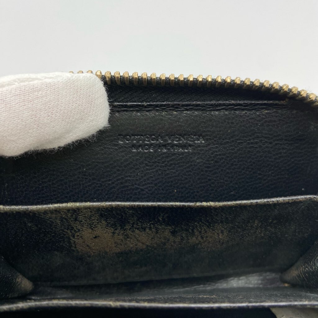 １円～ A-1 BOTTEGA VENETA ボッテガヴェネタ コインケース イントレチャート ラウンドジップ ブラック 小銭入れの画像6