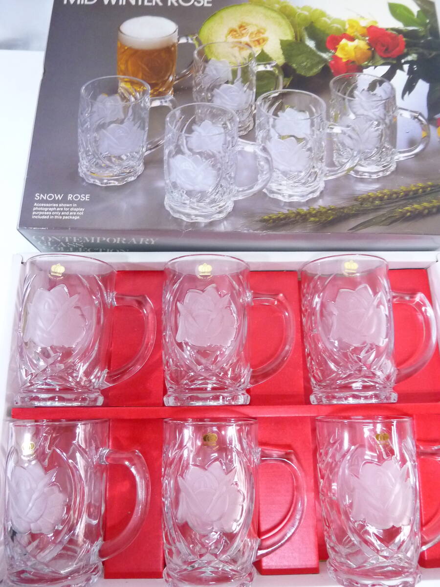 # SOGA GLASS.. glass SNOW ROSE beer mug 6 piece set 