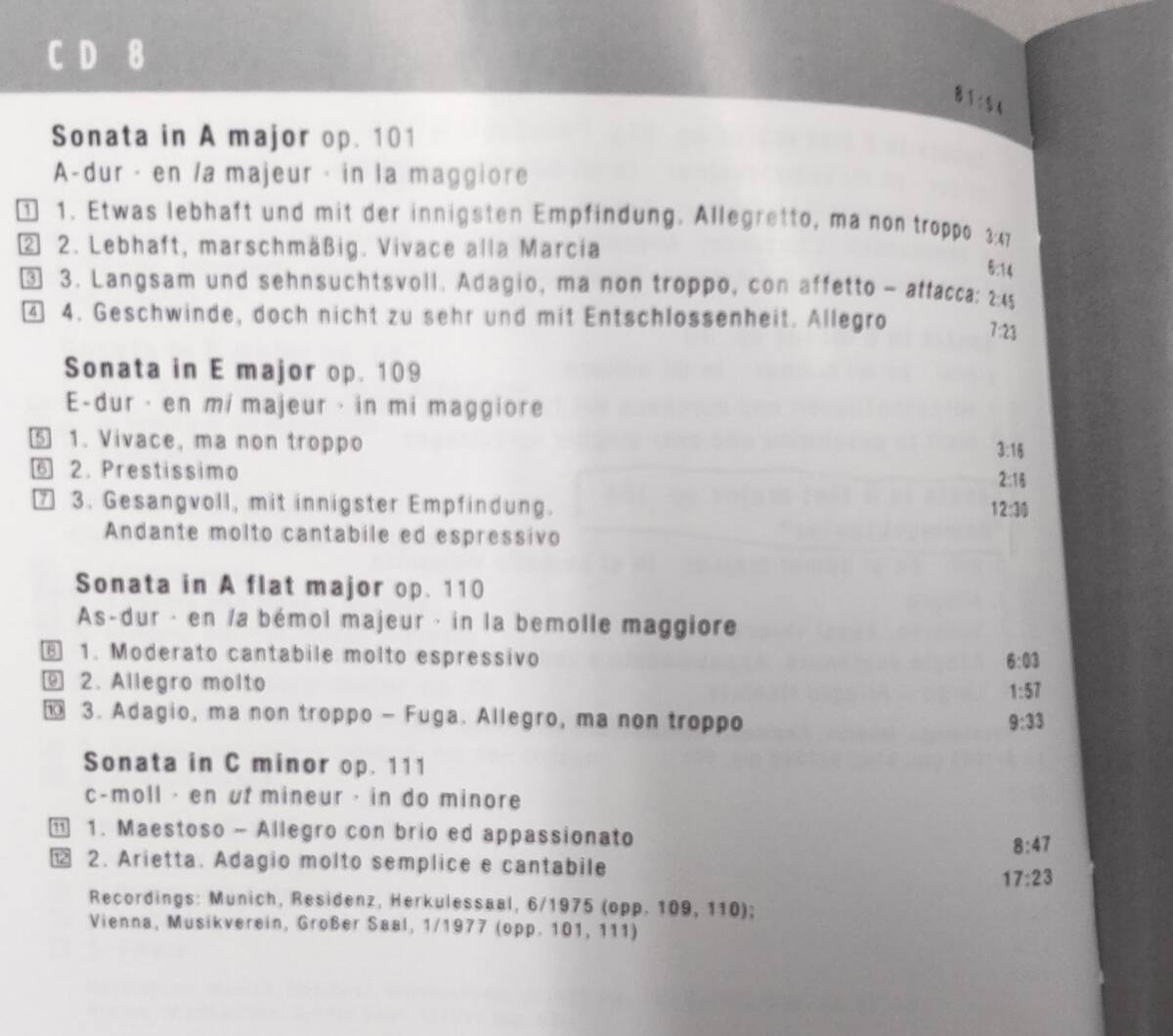 輸入 CD BOX CD8枚組『マウリツィオ・ポリーニ Complete Piano Sonatas』Maurizio Pollini/コンプリート・ピアノ・ソナタ●3527の画像7