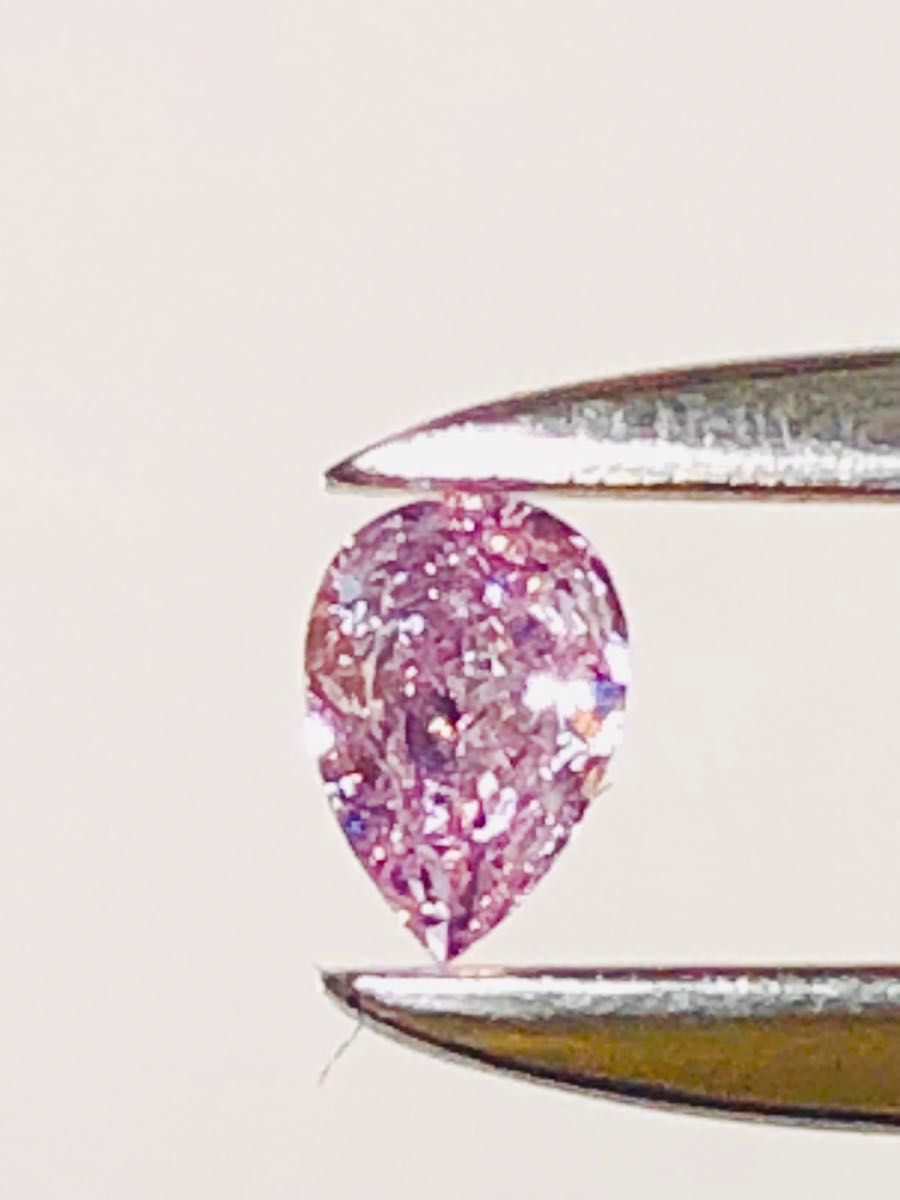 天然ピンクダイヤルースfancypurple pinkーI1 0.098ct(AGT)ソーティング付ペアーシェイプカット