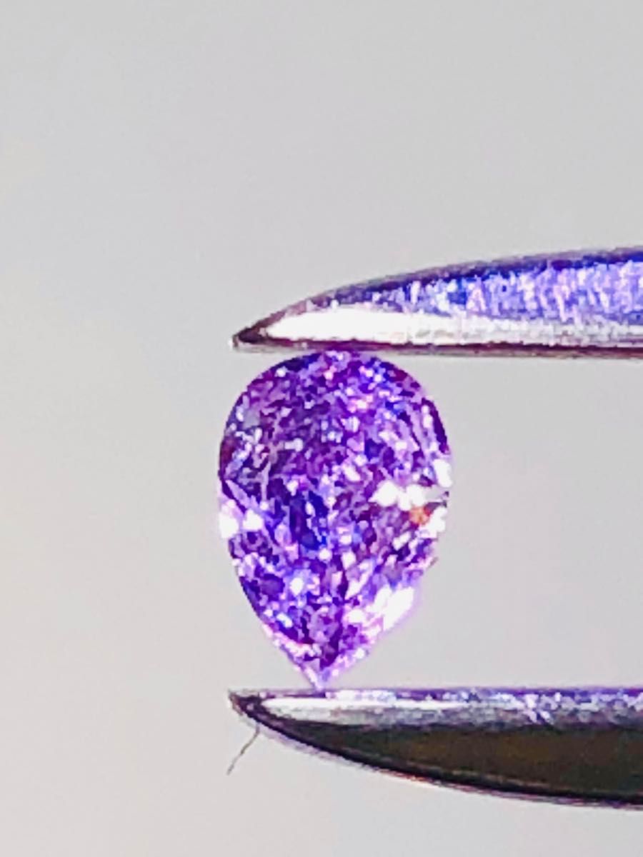 天然ピンクダイヤルースfancypurple pinkーI1 0.098ct(AGT)ソーティング付ペアーシェイプカット