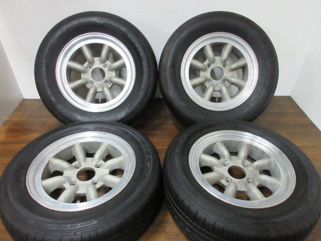 【送料無料・税込み】RSワタナベ 14in6J+10 4穴PCD114.3 FK 195/60 x2 ナンカン215/60R14 x2 60クレスタ マークII 旧車カスタムの画像1