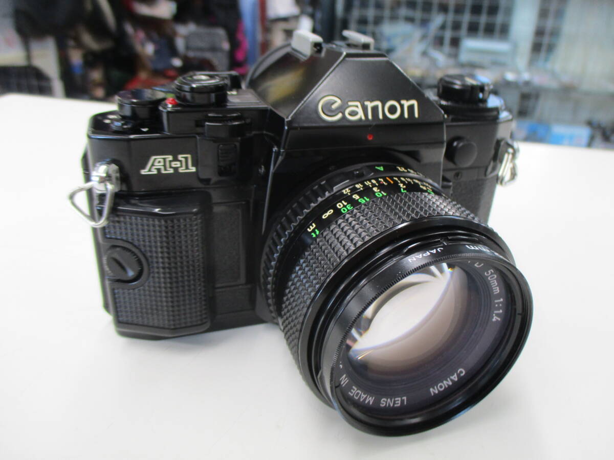 (Y)ジャンク不動品：Canon A-1 本体 Black + CANON LENS FD 50㎜ 1:1.4_画像2