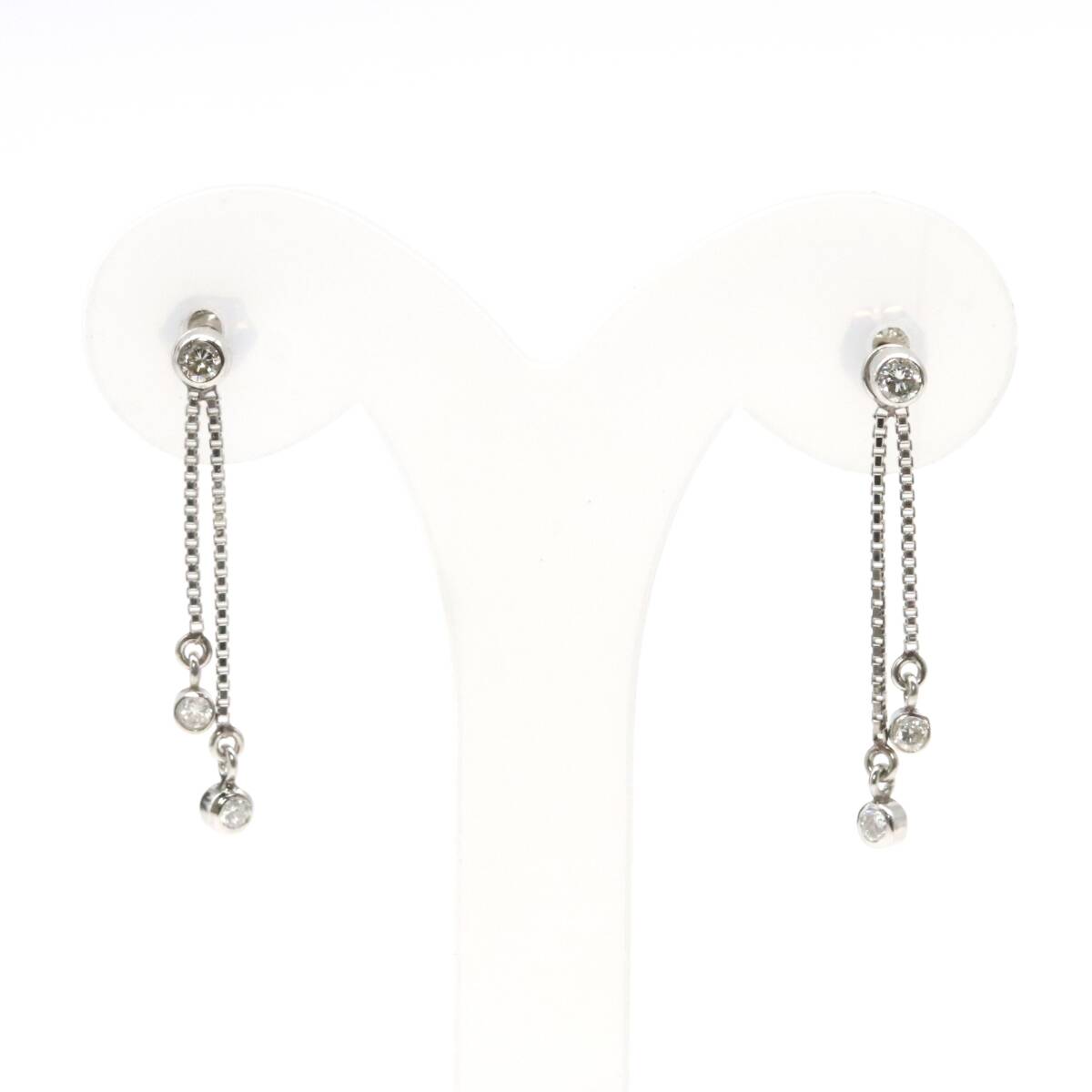 新しいスタイル ピアス Pt900 プラチナ 2WAY チェーンピアス 0.1ct×2 ダイヤモンド プラチナ台