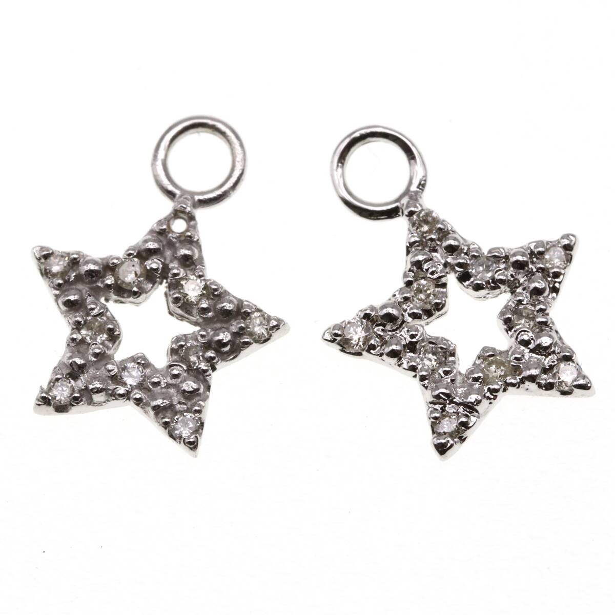 【即納】 0.05ct×2 ダイヤモンド K18WG ピアスチャーム スターモチーフ ホワイトゴールド 星型 ダイヤモンド