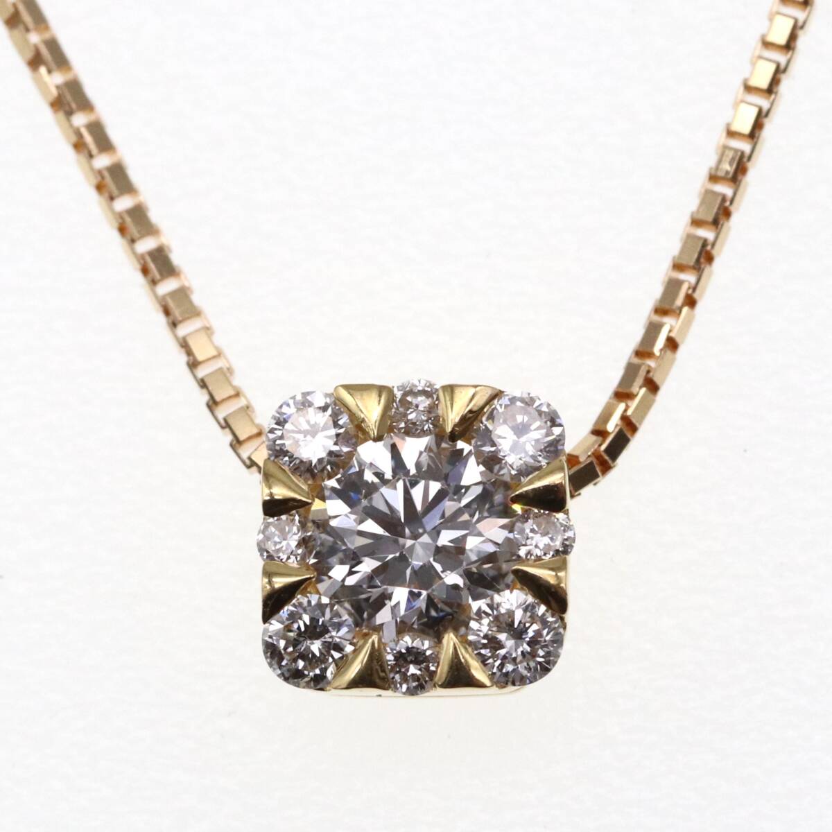 【25%OFF】 ヴァンドーム青山 VAVENDOMEAOYAMA 0.09×1.92ct ダイヤモンド ネックレス パヴェ スクエア K18 ネックレス、ペンダント、チョーカー