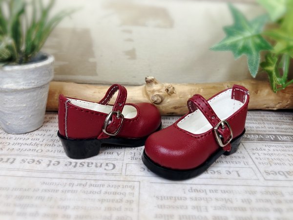 ●ストラップドールシューズ＊レッド＊MDDサイズ【ドール靴の内寸：縦 約6.0cm / 横 約2.5cm】_画像4