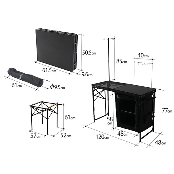 クッキング キッチン キッチンテーブル アウトドア キャンプ レジャー BBQ バーベキュー 簡易キッチン 折り畳み_画像6