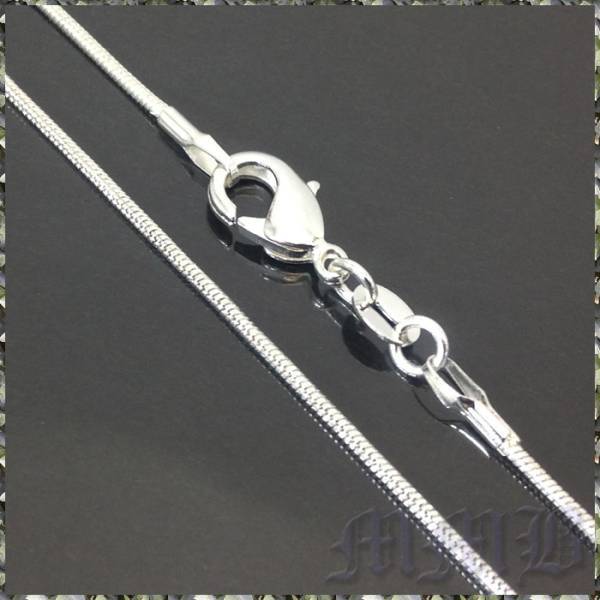 [NECKLACE] 925 Sterling Silver Plated Snake Chain シルバー スリム スネーク チェーン ネックレス φ1.1x400mm (3g) _画像5