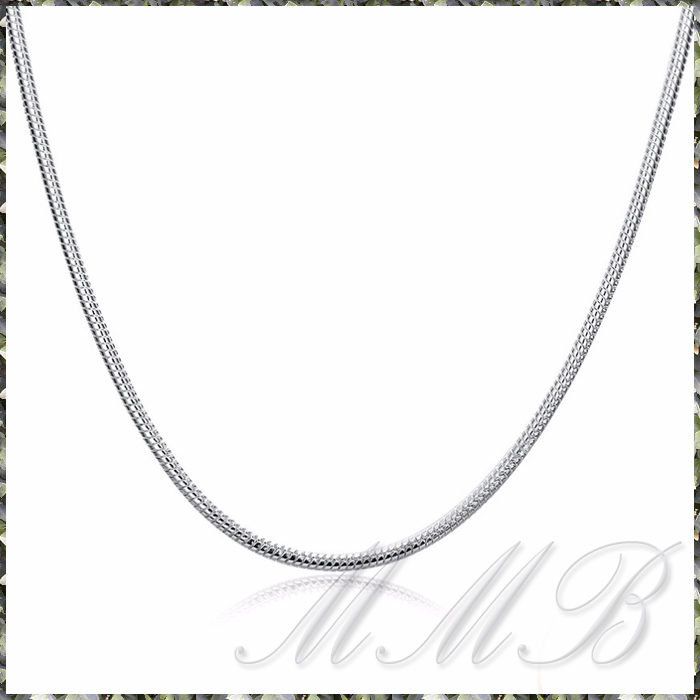 [NECKLACE] 925 Sterling Silver Plated Snake Chain シルバー スネーク チェーン ネックレス φ2.8x450mm (20g) 【送料無料】_画像3