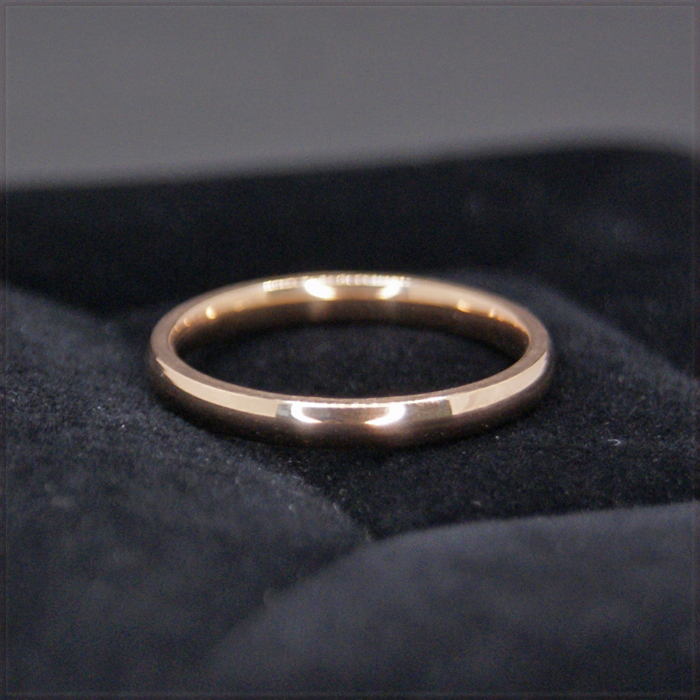 [RING] Rose Gold Plated Stainless Smooth Simple スムース シンプル ローズゴールド 2mm 甲丸スリム リング 13号 (1.3g) 【送料無料】_画像3