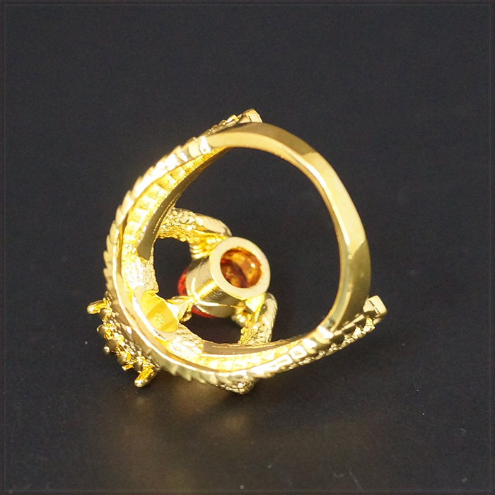 [RING] 18K Gold Plated Luxury Dragon Ruby ドラゴンがルビー持ったデザイン ラグジュアリー ゴールド リング 27号_画像5