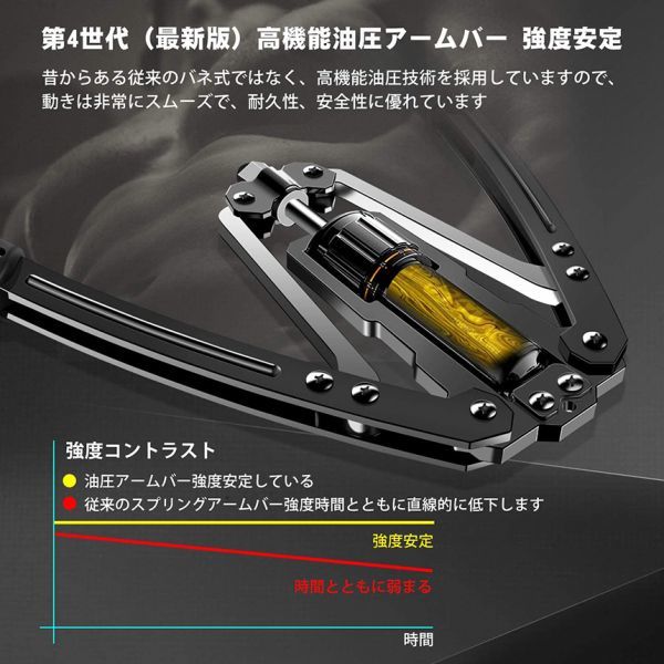 【レッド】筋トレ アームバー 油圧式 エキスパンダー 大胸筋トレーニング器具 アームレスリング器具 筋トレグッズ 10~200kg 調整可能の画像4