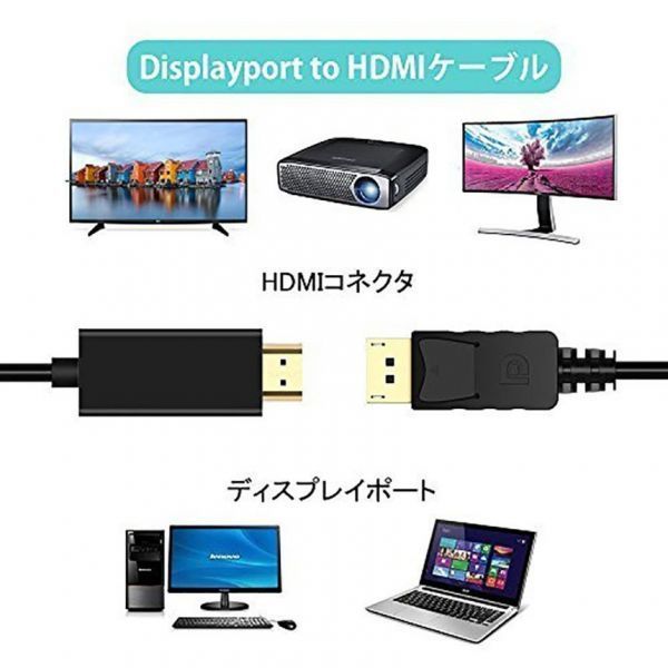 即納 Displayport to HDMI 変換ケーブル 3M 4K解像度 音声出力 DP Male to HDMI Male Cables Adapters ケーブル ディスプレイポートto HDMIの画像6