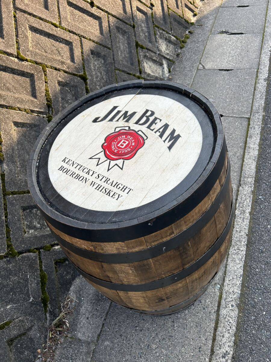 ジムビーム JIMBEAM 樽テーブル ウイスキーバーレル キャスター付 化粧樽 オーク材 店舗什器 ディスプレイ樽 180L 2の画像1