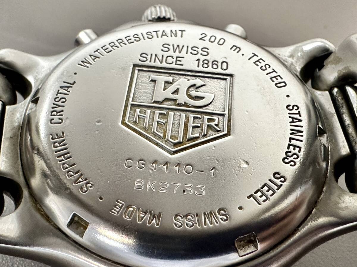 ☆【美品/稼働品】TAG HEUER タグホイヤー QZ メンズ腕時計 プロフェッショナル200M クロノ CG1110-1 黒文字盤 デイト 箱 説明書 保証書の画像8