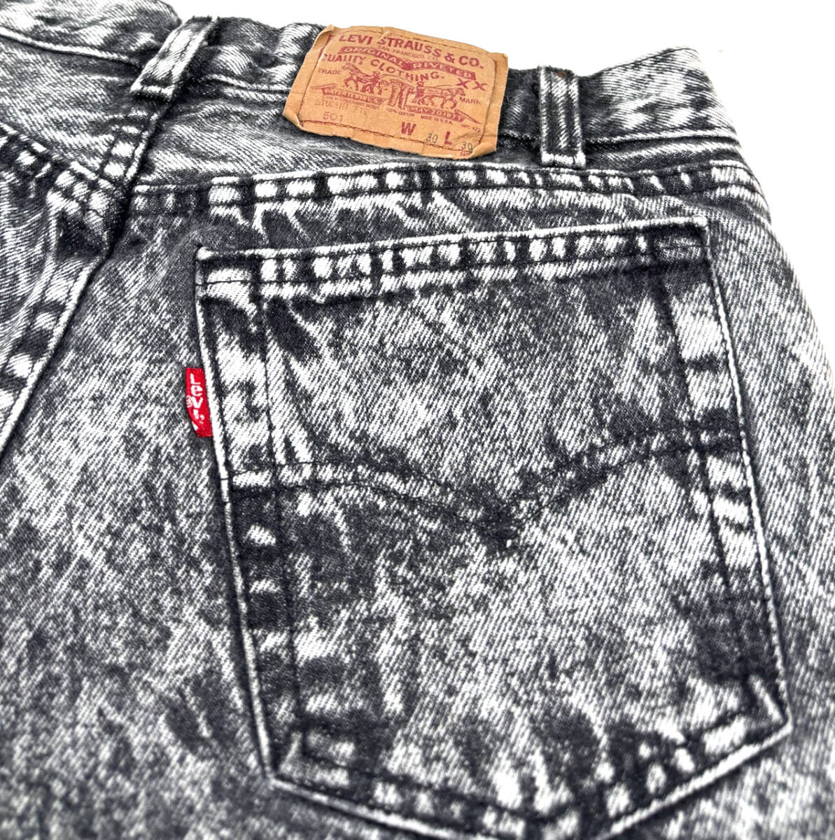 USA製 1988 LEVI’S 501 Black Acid washed W29.5 L29.5 80s ヴィンテージリーバイス ジーンズ デニムパンツ ケミカル 黒 ブラック_画像9