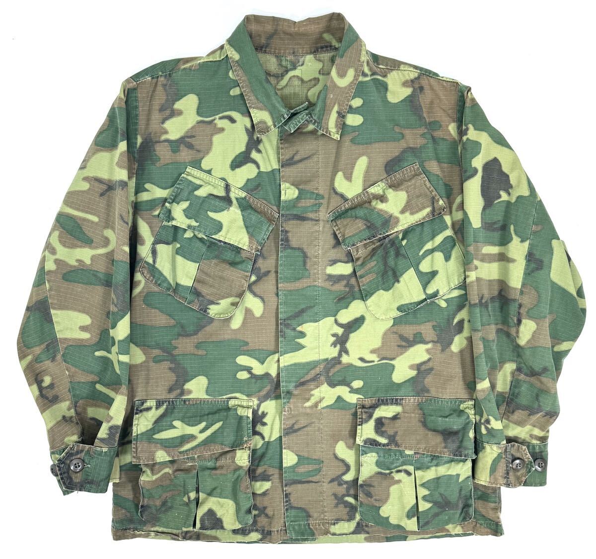 Late 1960s U.S.ARMY Jungle Fatigue Shirt 5th M〜L Green leaf camo ヴィンテージ ジャングルファティーグシャツ ジャケット ミリタリー
