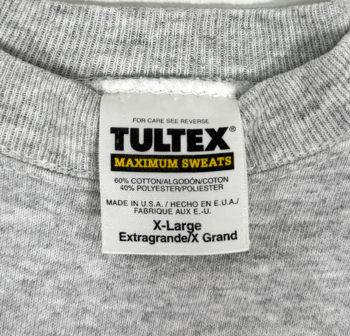 USA製 1990s TULTEX Sweat shirts XL Gray オールド スウェット トレーナー 目無し 無地_画像3