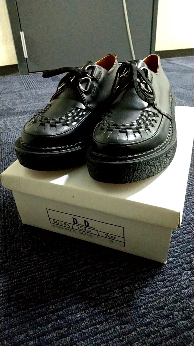 靴 ラバーソール ロック パンク系  白と黒 サイズ42 未使用品 長期保管品 2点セットの画像6