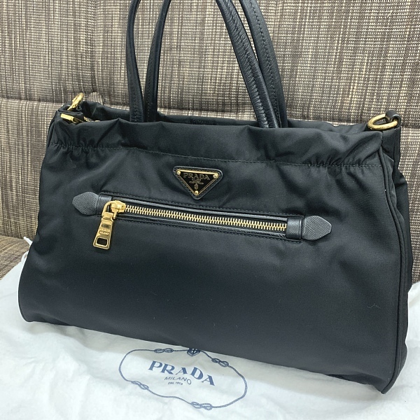 PRADA/ Prada nylon handbag B1843M TESSUTO-SAFFIANO-NERO: Real
