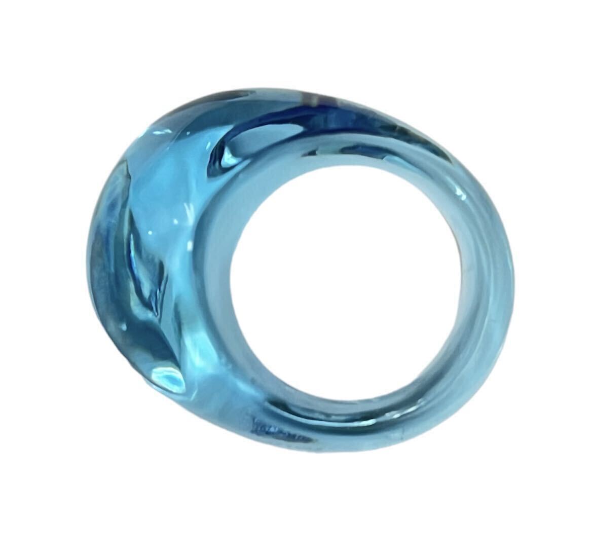 ①☆Baccarat バカラ リング 指輪 クリスタル ガラス #9 GALET ガレ ペールバイオレット ライトブルー パルム(光で色変) 箱の画像6