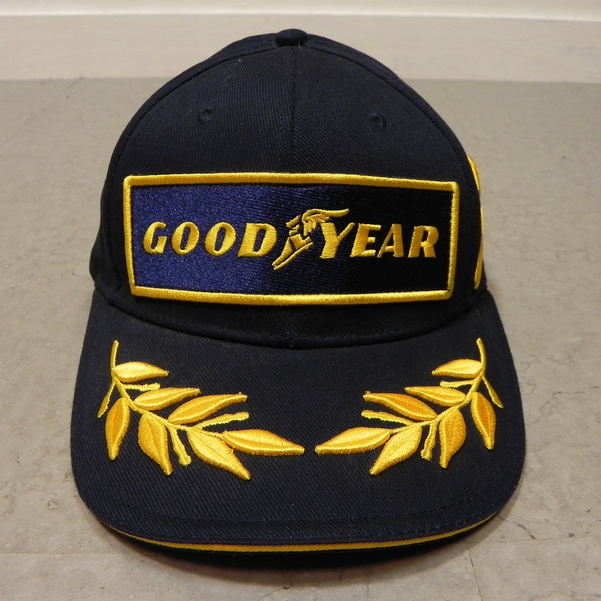  не использовался товар * редкость Goodyear GOOD YEAR wing foot месяц багряник японский . вышивка свободный размер колпак шляпа бейсболка темно-синий темно-синий *h