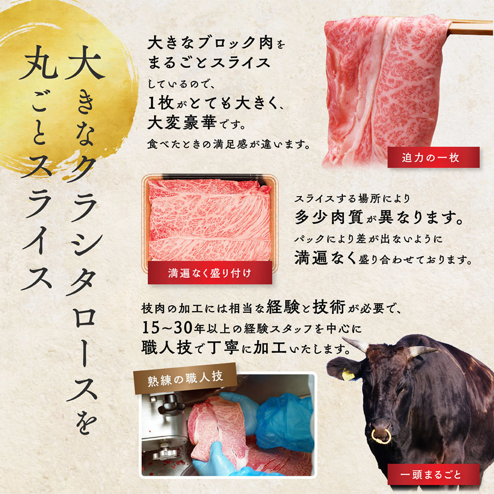 最高級 黒毛和牛 A5等級 霜降り クラシタロース スライス 500g【 ギフト 牛肉 すき焼き 和牛 しゃぶしゃぶ お肉 お中元 内祝い 肩ロー_画像4