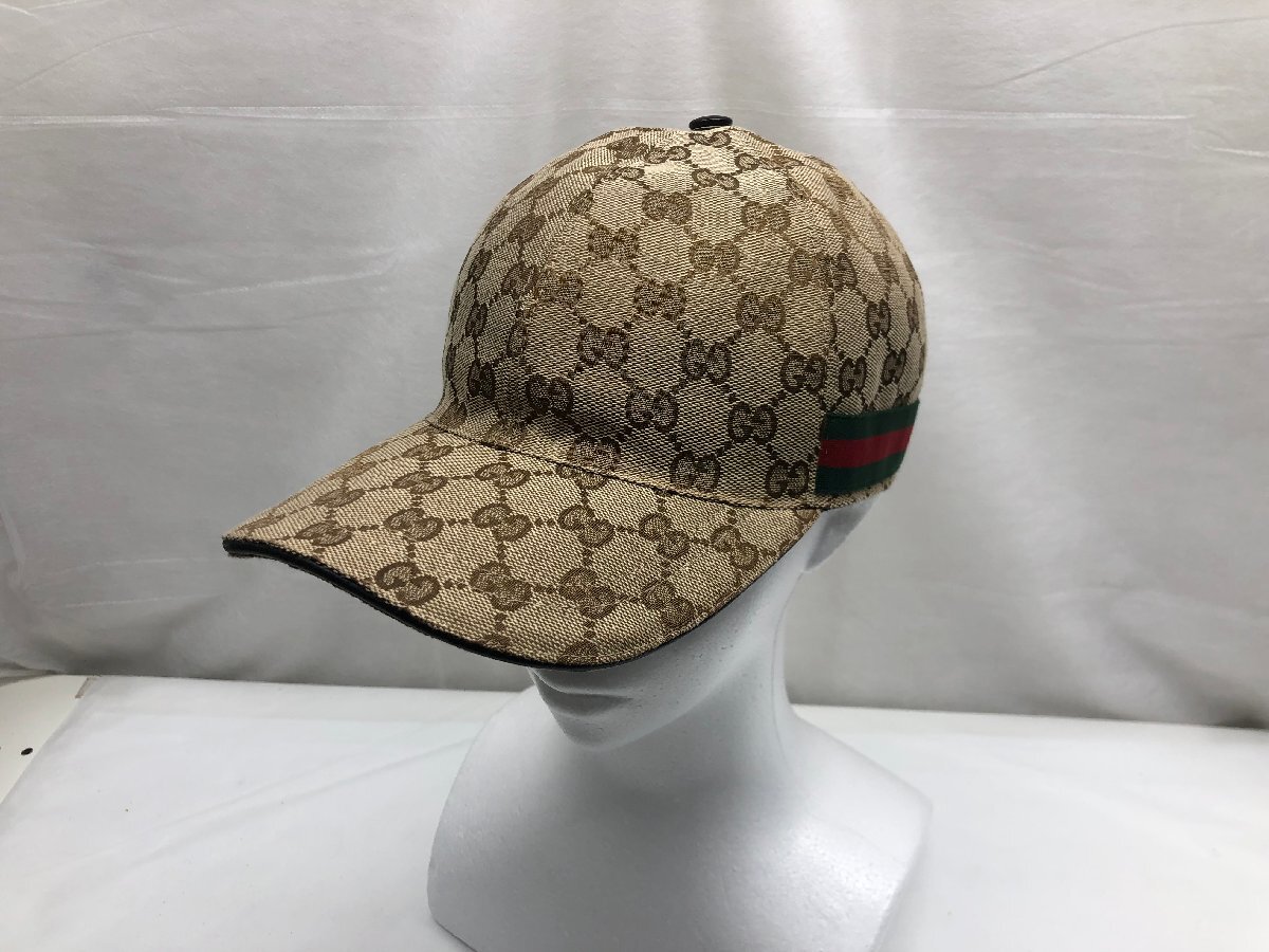 GUCCI グッチ ベースボール キャップ 帽子 ハット Mサイズ 58cm 200035 GGキャンバス シェリーライン 箱 布袋付き_画像2