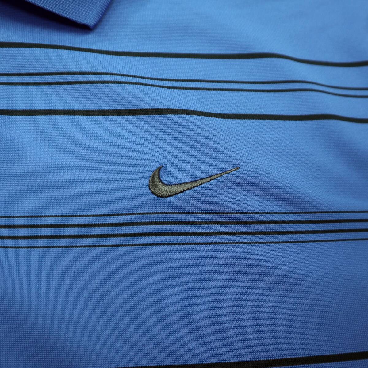 美品★NIKE GOLF ナイキ・ゴルフ ボーダー柄 フィットドライ半袖ポロシャツ/XLサイズ_画像5