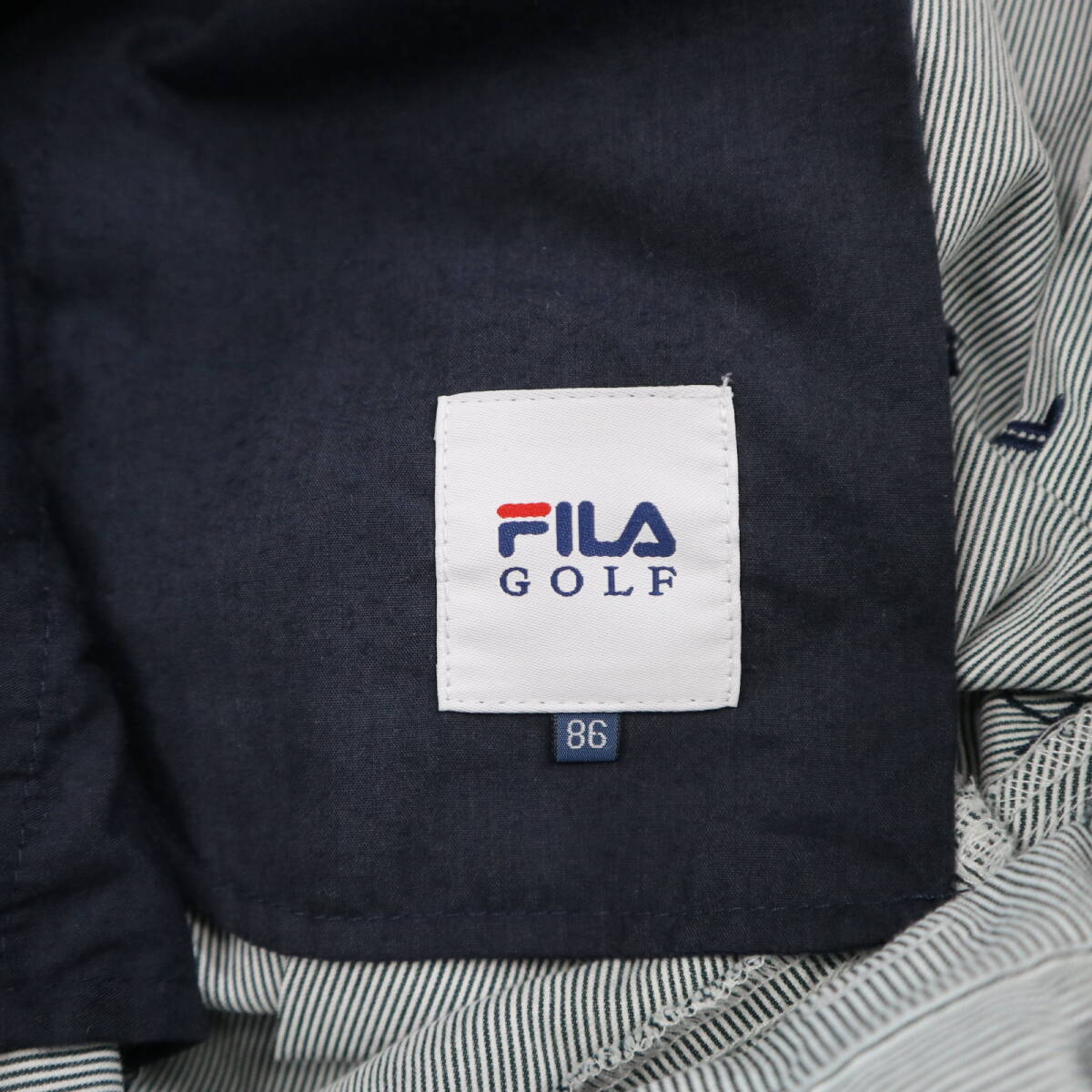 美品★FILA GOLF フィラ・ゴルフ　ヒッコリーストライプ&全面刺繍入り ストレッチハーフパンツ/短パン/ショート/ショーツ/86_画像9