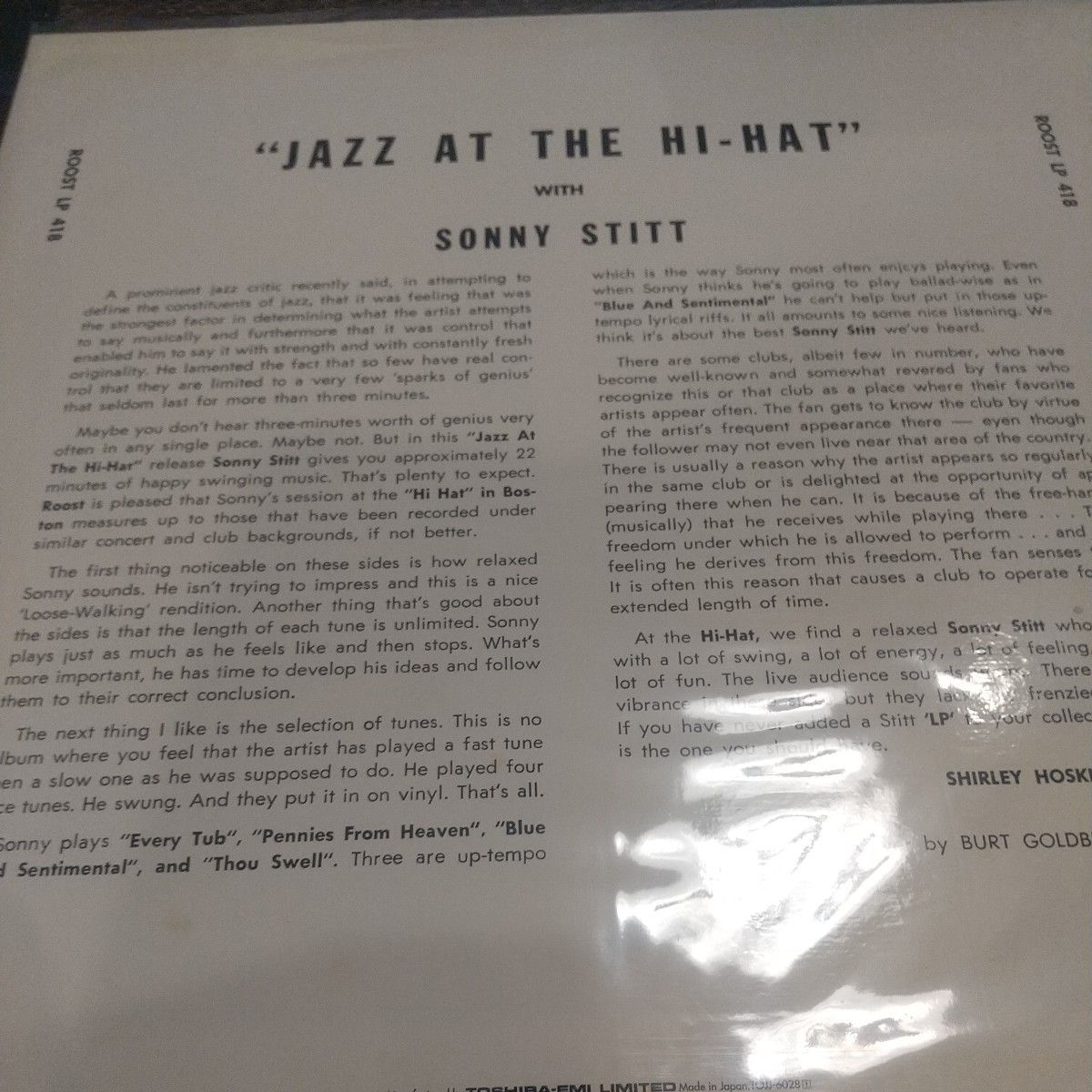 Sonny Stitt ソニー・スティット Jazz at the Hi-Hat 廃盤 名盤 コーティング 厚ジャケ 美品_画像2