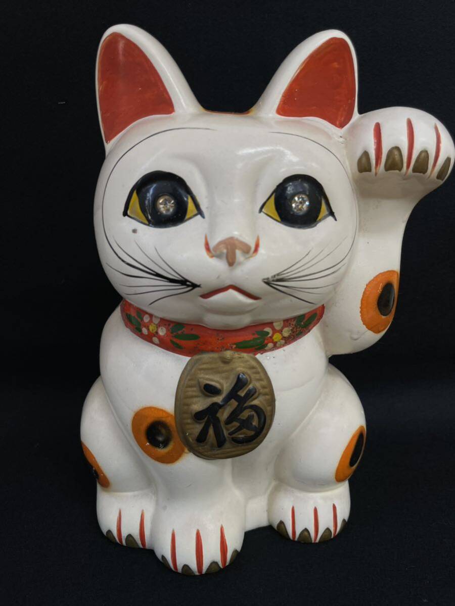Y-1134[ search : maneki-neko savings box ornament .. thing secondhand goods long-term keeping goods 25cm×16cm]